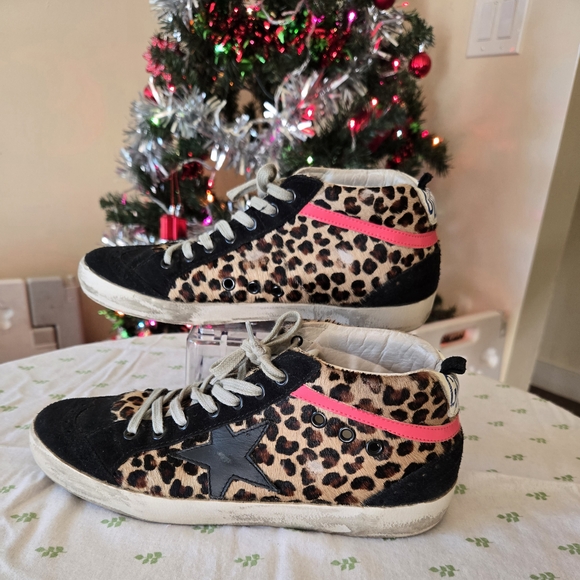 Golden Goose Shoes - Golden Goose Mid Star Leopard Calf Hair Sneakers Size 39